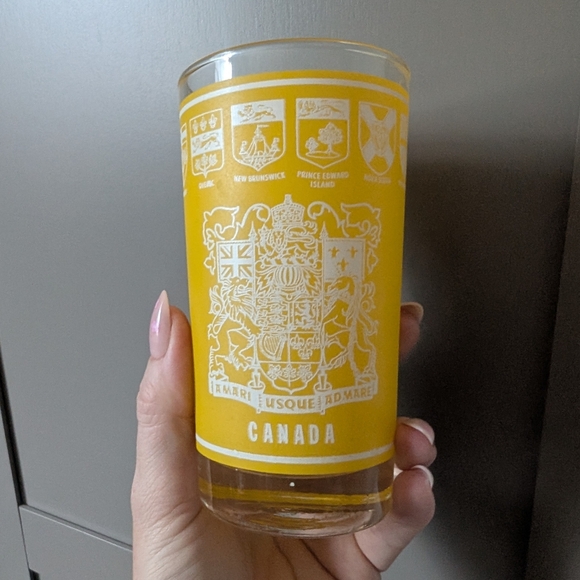 Yellow Canada Centennial Souvenir Glass - Picture 1 of 9